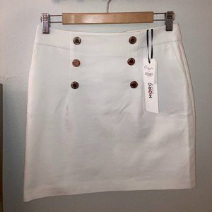 NWT White Skirt with Gold Buttons Morgan de Toi Size US 2 / EU 34